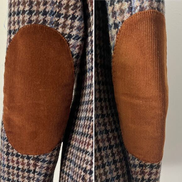J. Crew Rhodes Blazer Jacket Wool Tweed Houndstooth Elbow Patches Brown Size 12 - Picture 7 of 11